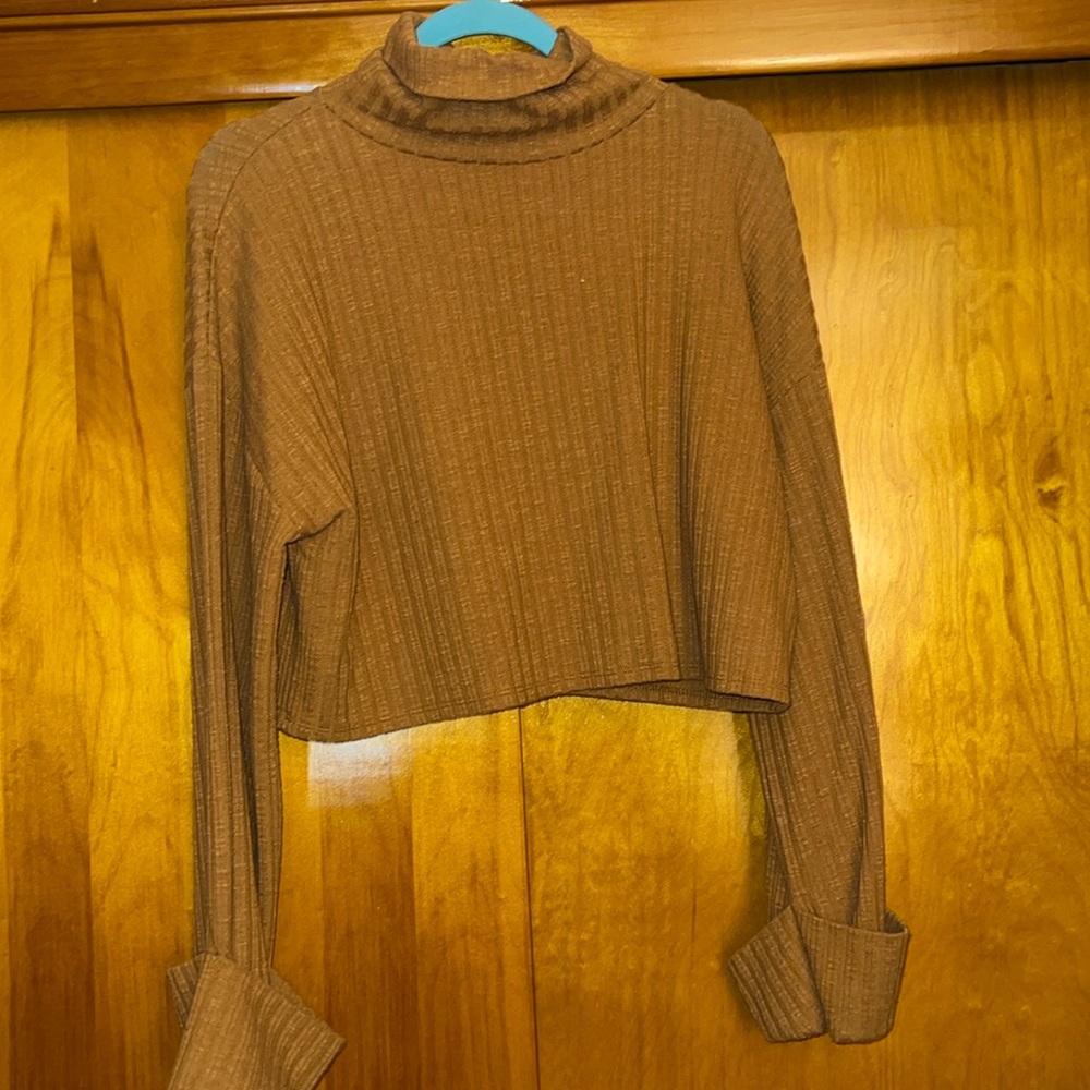 Blue Blush Crop Top Turtleneck